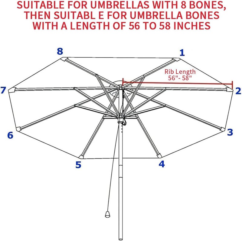 GLDDFDG Patio Umbrella Canopy, Universal Replacement Cover for 10 Feet 8- Ribs Outdoor Round Patio Market Umbrella Parasol Canopy Top Sun Shade Accessory, 300D UV Protective And Water Resistant Patio Canopy (Purple) - Image 5